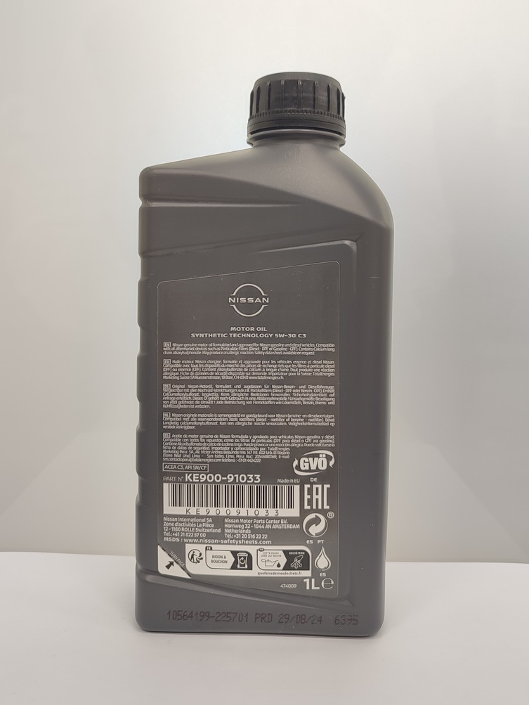 Олива моторна Nissan 5W-30 C3, 1 літр (бензин і дизель) (39190)
